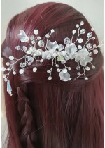 Украса за коса за булка с кристали Сваровски на гребенче White Orchid by Rosie